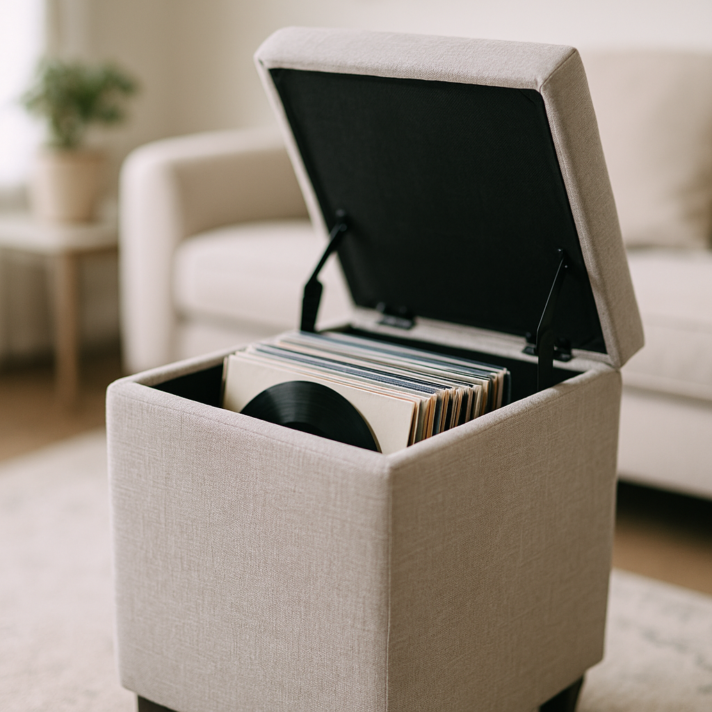 Vinyl Record Storage Ottoman