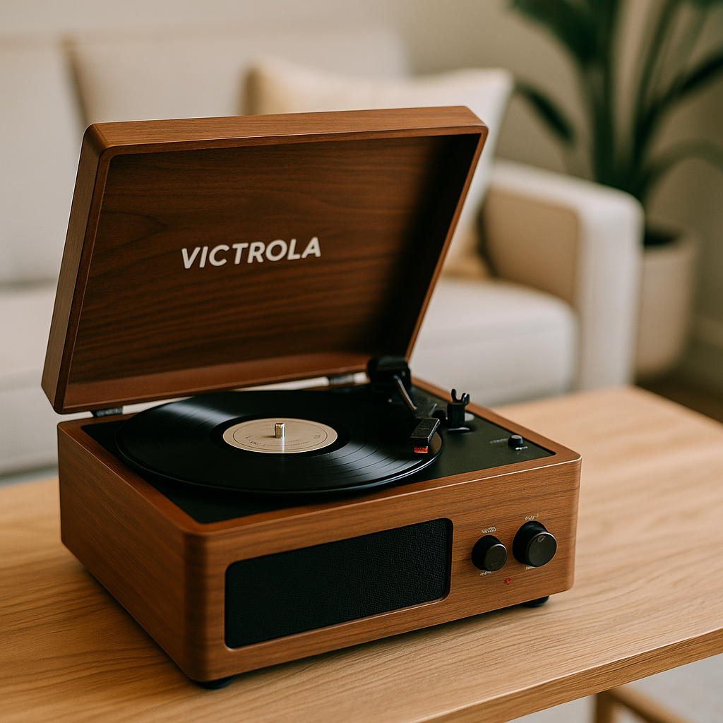 Victrola Wood Metropolitan Mid Century Modern Bluetooth Record Player