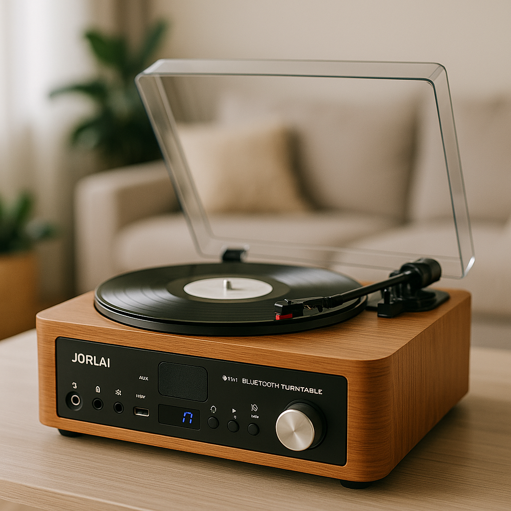JORLAI 9-in-1 Bluetooth Turntable