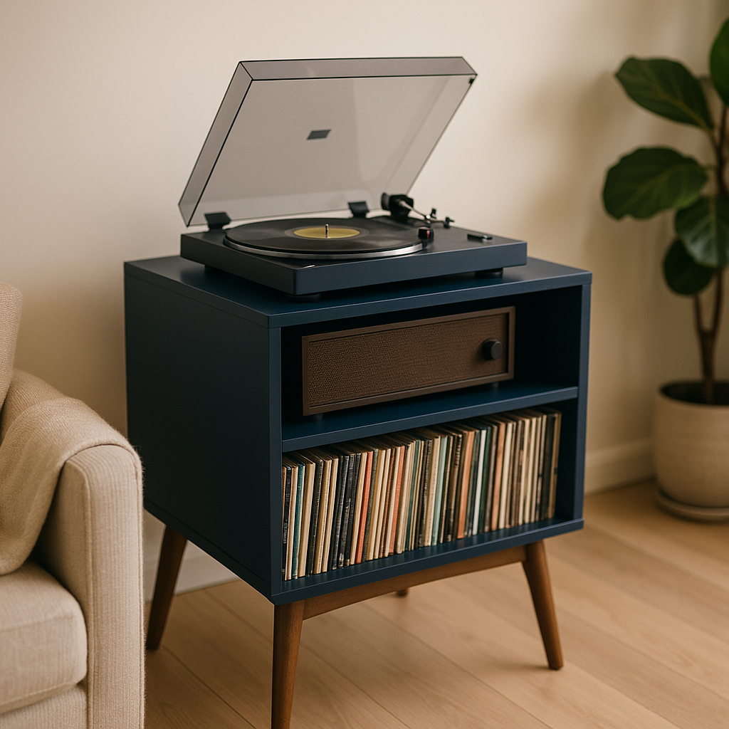 Joaxswe Record Player Stand - Navy Blue