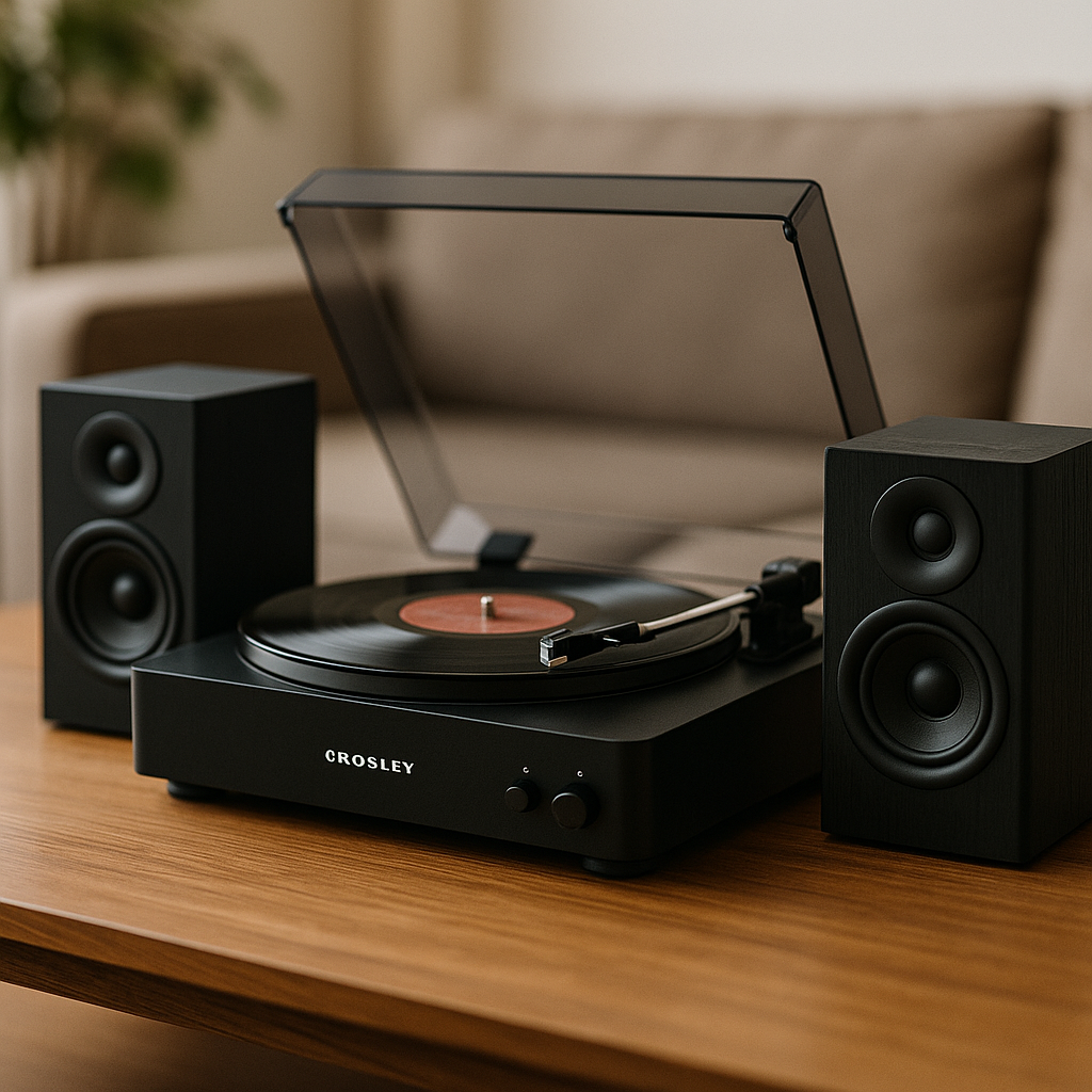 Crosley KT400A-BK Turntable with Speakers