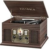 Victrola The Quincy 6-in-1 Bluetooth Record Player & Multimedia Center with Built-in Speakers – 3-Speed Turntable, CD & Cassette Player, FM Radio, Wireless Music Streaming (Espresso) Review