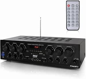 Pyle Bluetooth Wireless Home Amplifier System – Upgraded 6 Channel Audio, 750 Watt Power, Easy Karaoke, Stereo Receiver w USB-A, Micro SD, Headphone, 2 Microphone Input w/Echo, Talkover for PA Review