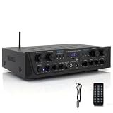 Pyle 4-Channel Audio Amplifier with Bluetooth – Home Stereo Receiver w/ 500W Max Power – Commercial or Karaoke – Dual Mic Input with Echo, Vol, Talk-Over – AUX In – Sub Out – USB-A MP3 Player, AM/FM Review