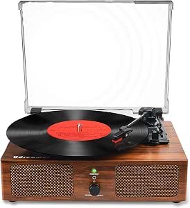 Vinyl Record Player Wireless Turntable with Built-in Speakers and USB Belt-Driven Vintage Phonograph Record Player 3 Speed for Entertainment and Home Decoration Review