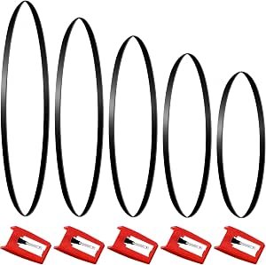 5 Pieces Turntable Belt with 5 Pieces Record Player Needle, Replacement Different Specifications Square Cassette Tape Machine Recorder Rubber Belt Diamond Stylus Replacement Needle for Turntable Review