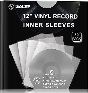 12″ Vinyl Record Sleeves Inner 50 Pack, Thicker 3-Ply Anti Static Archival LP Master Style Inner Sleeve with Rice Paper for 33 RPM Records Protection Review