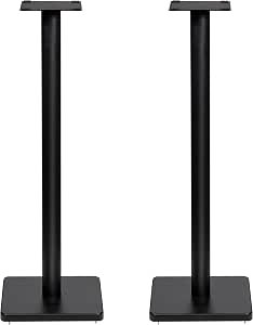 Fluance Floor Speaker Stands for Surround Sound and Bookshelf Speakers with Solid Construction, Adjustable Floor Spikes, Rubber Isolation Feet, Cable Management, Square Base – Matte Black/Pair (SS05S) Review