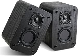 RIOWOIS Passive Bookshelf Speakers for Home Theater Surround Sound, Satellite Stereo Speakers with Crisper Sound and Classic Wood Grain for Record Player/Computer/TV, Wall Mountable, One Pair. Review