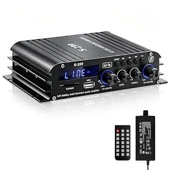 Audio Power Amplifier for Home Speakers -S-299 Bluetooth 5.0 Power Amp 4.1 Channel RMS 40Wx4 Subwoofer AMP DC 12V/5A Mini Integrated Digital Amplifier with USB/SD & AUX Jack Review
