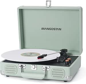 Vintage Bluetooth Record Player, 3-Speed Portable Turntable with Built-in Bass Stereo Speakers, Belt-Driven Vinyl Phonograph, Support AUX-in, RCA Line Out & Headphone Jack – Gold Review