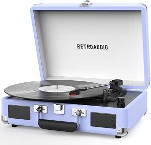 Vinyl Record Player 3 Speed Bluetooth Portable Suitcase Belt-Driven Record Player with 2 Built-in Stereo Speakers Vinyl Vintage Turntable Records Player with RCA Line Out, AUX Out (Purple) Review