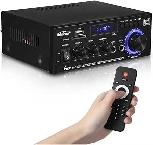 AK45 pro Stereo Receiver and Audio Amplifier, Remote Control Available, FM and Karaoke, USB/SD/RCA/MIC/FM Input Optional, 2-Channel Digital Bluetooth 5.0/400W wiim Home/car Amplifier Stereo System Review