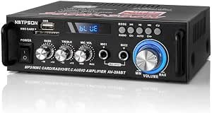 AV-298 BT Bluetooth Stereo Amplifier, Home Audio Receiver, 800W 2 Channel Power Amp with USB/SD/FM Radio, Dual Mic Inputs, Remote Control Review